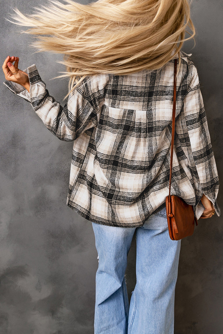 Vintage Plaid Fleece Lining Jacket-Lastshoppingexit