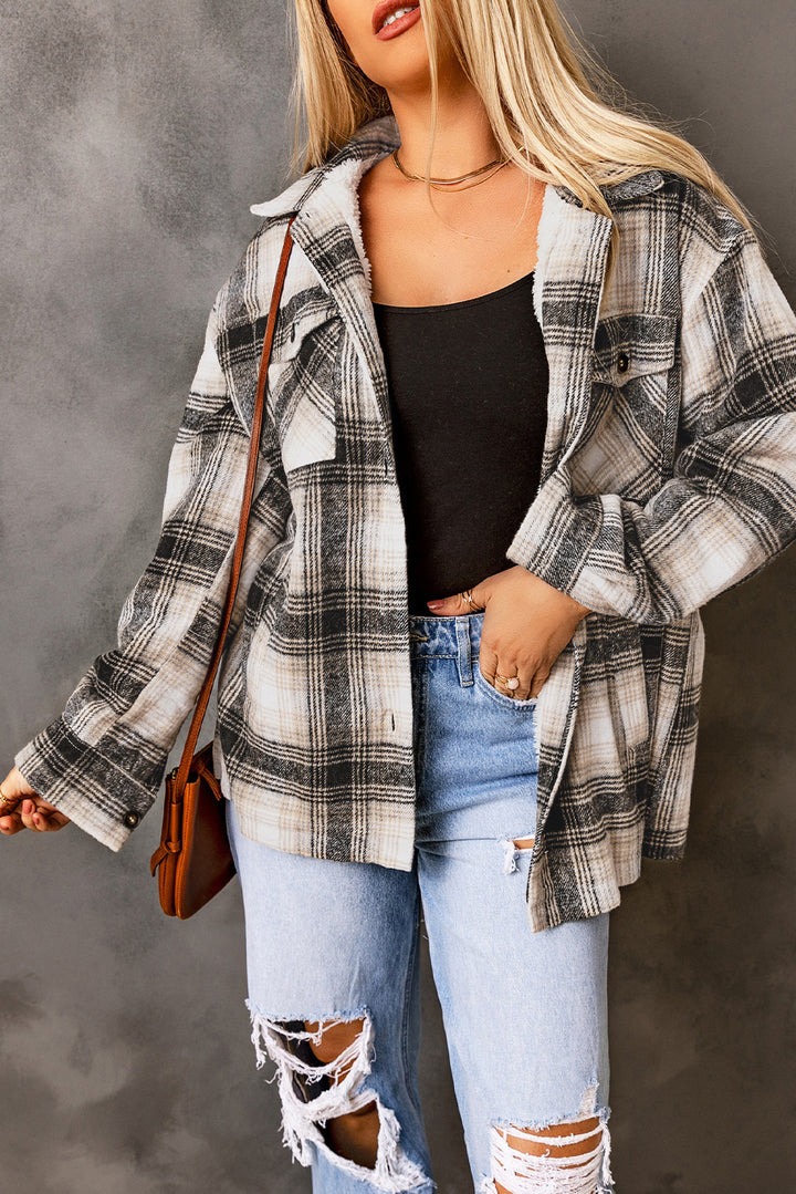 Vintage Plaid Fleece Lining Jacket-Lastshoppingexit