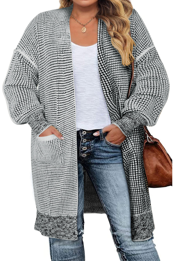 Plus Size Textured Knit Cardigan-Lastshoppingexit