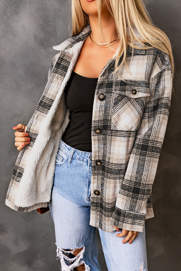 Vintage Plaid Fleece Lining Jacket-Lastshoppingexit