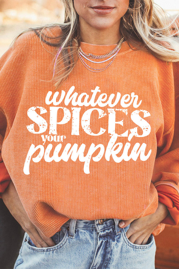 Whatever Spices Your Pumpkin Graphic Corded Pullover-Lastshoppingexit