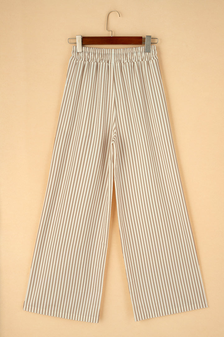 Stripe Print Wide Leg Drawstring Pants-Lastshoppingexit