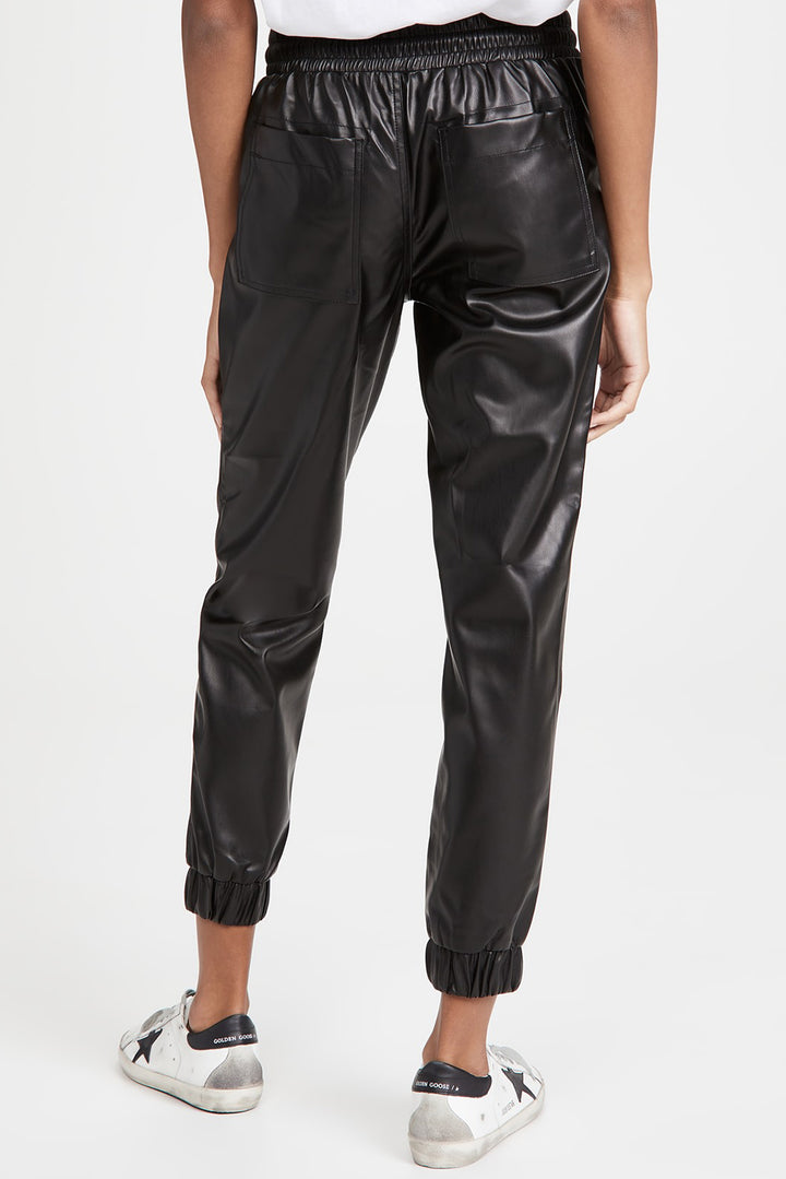 Faux Leather Ankle Smocked Waist Drawstring Joggers-Lastshoppingexit