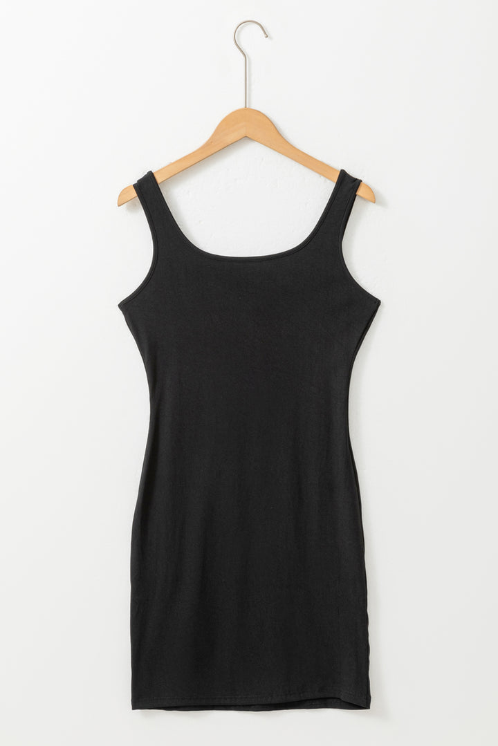 Pearl Beaded Sleeveless Square Neck Bodycon Dress-Lastshoppingexit