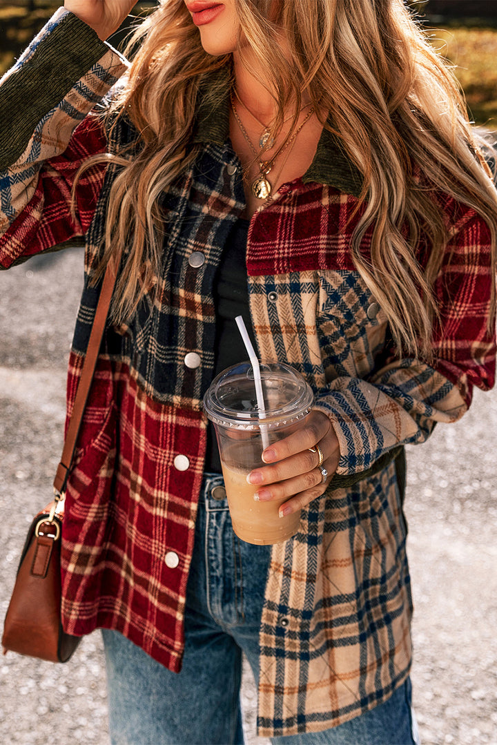 Mixed Plaid Patchwork Retro Shacket-Lastshoppingexit