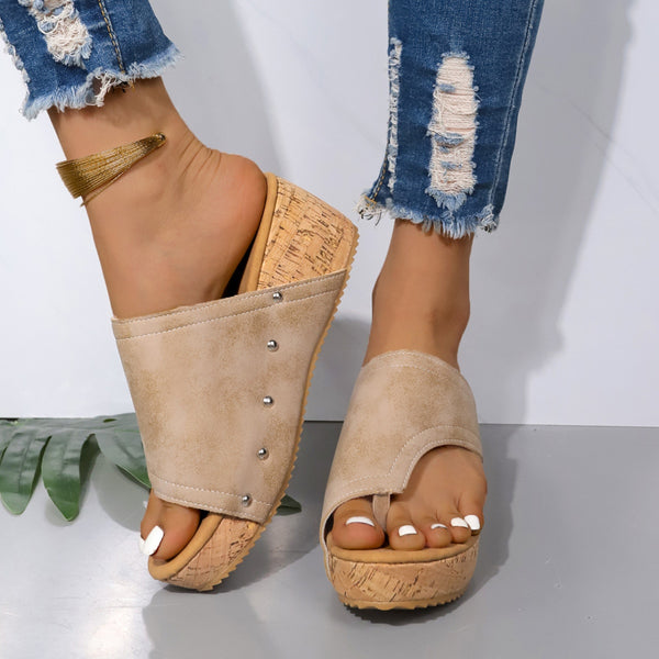 PU Leather Wedge Sandals-Lastshoppingexit