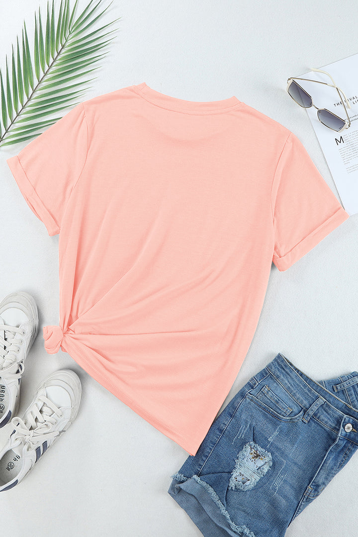 Casual Plain Crew Neck Tee-Lastshoppingexit