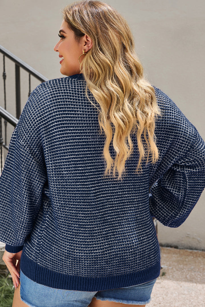 Heathered Knit Plus Size Drop Shoulder Sweater-Lastshoppingexit