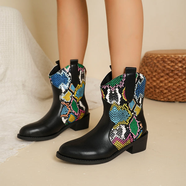 PU Leather Color Block Boots-Lastshoppingexit