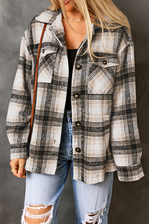 Vintage Plaid Fleece Lining Jacket-Lastshoppingexit