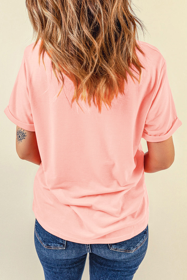 Casual Plain Crew Neck Tee-Lastshoppingexit