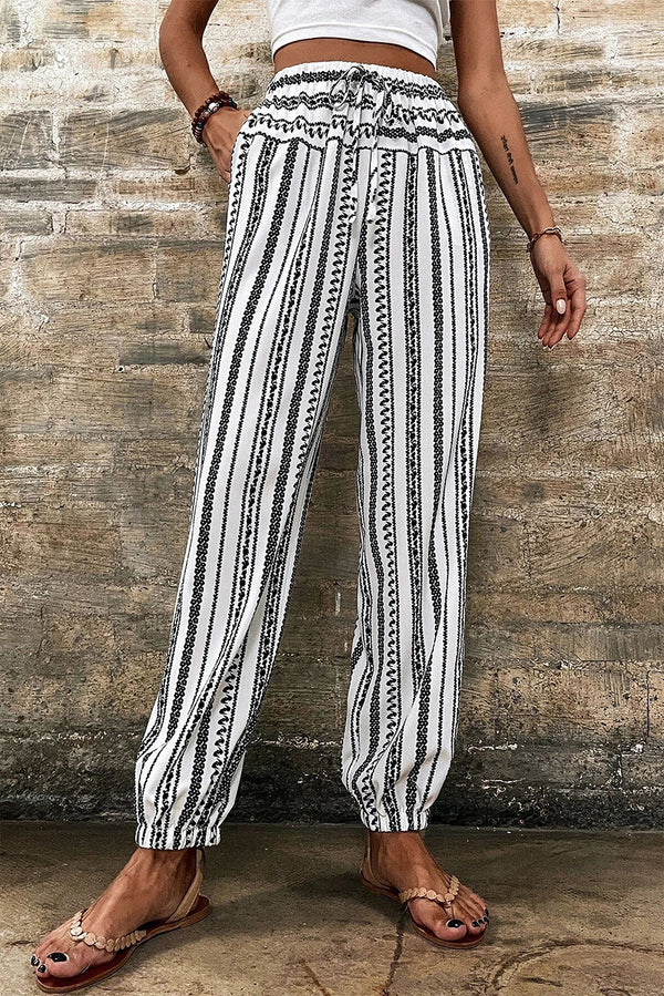 Stripe Boho Striped Print Casual Pants-Lastshoppingexit