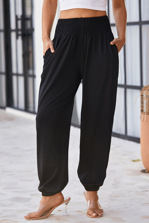 Smocked High Waist Joggers-Lastshoppingexit