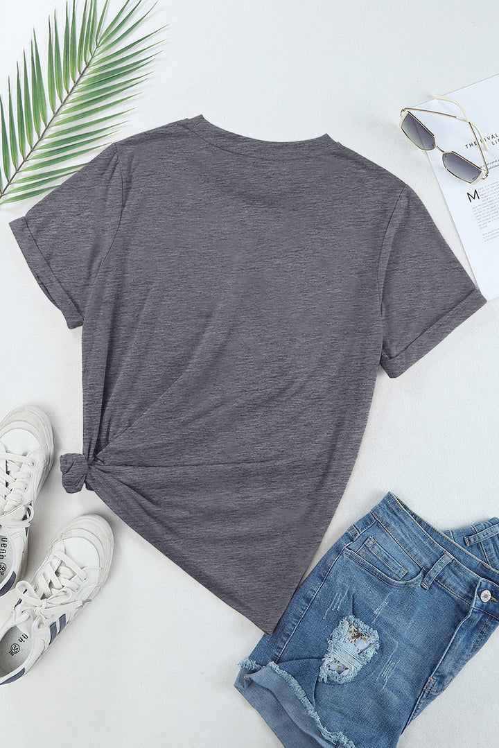 Casual Plain Crew Neck Tee-Lastshoppingexit