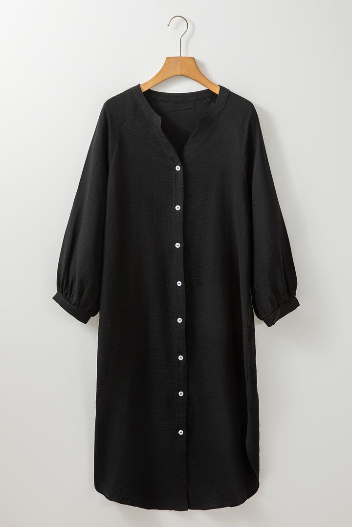 3/4 Sleeve Button Up Long Kimono-Lastshoppingexit