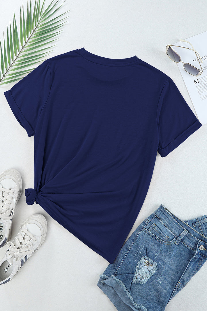 Casual Plain Crew Neck Tee-Lastshoppingexit