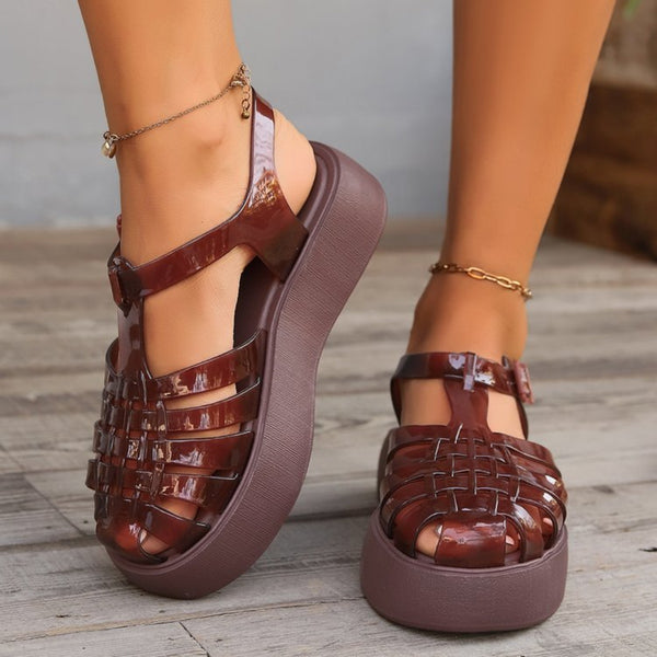 Plastic Woven Platform Sandals-Lastshoppingexit