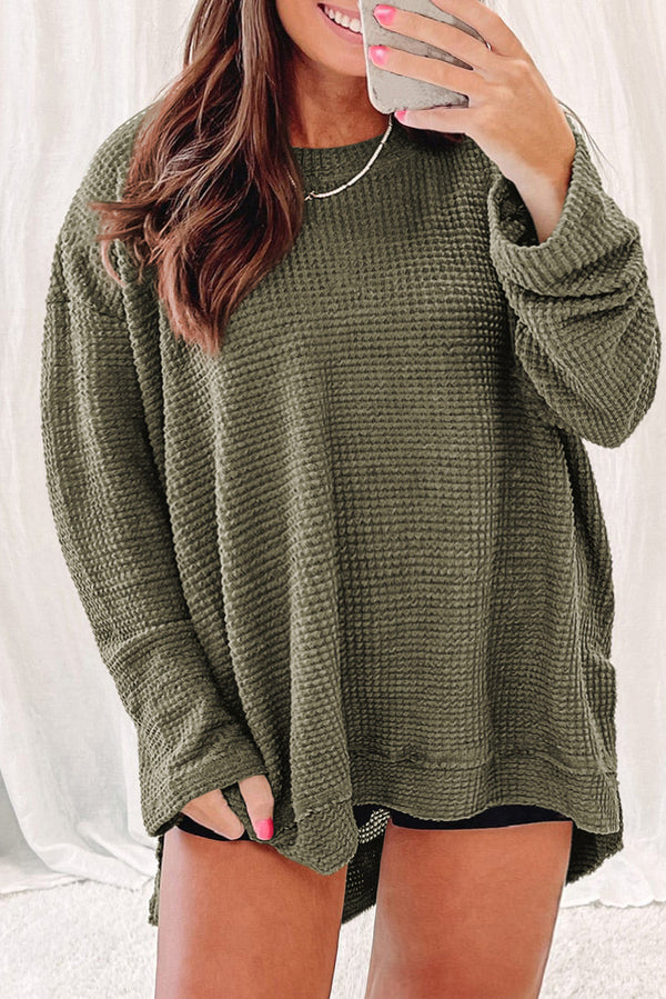 Plus Size Textured Knit Long Sleeve Top-Lastshoppingexit