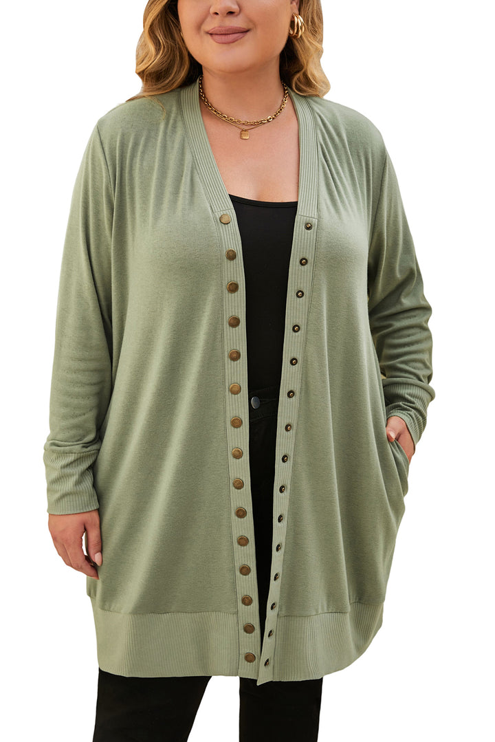 Plus Size Snap Buttons Front Knit Cardigan-Lastshoppingexit