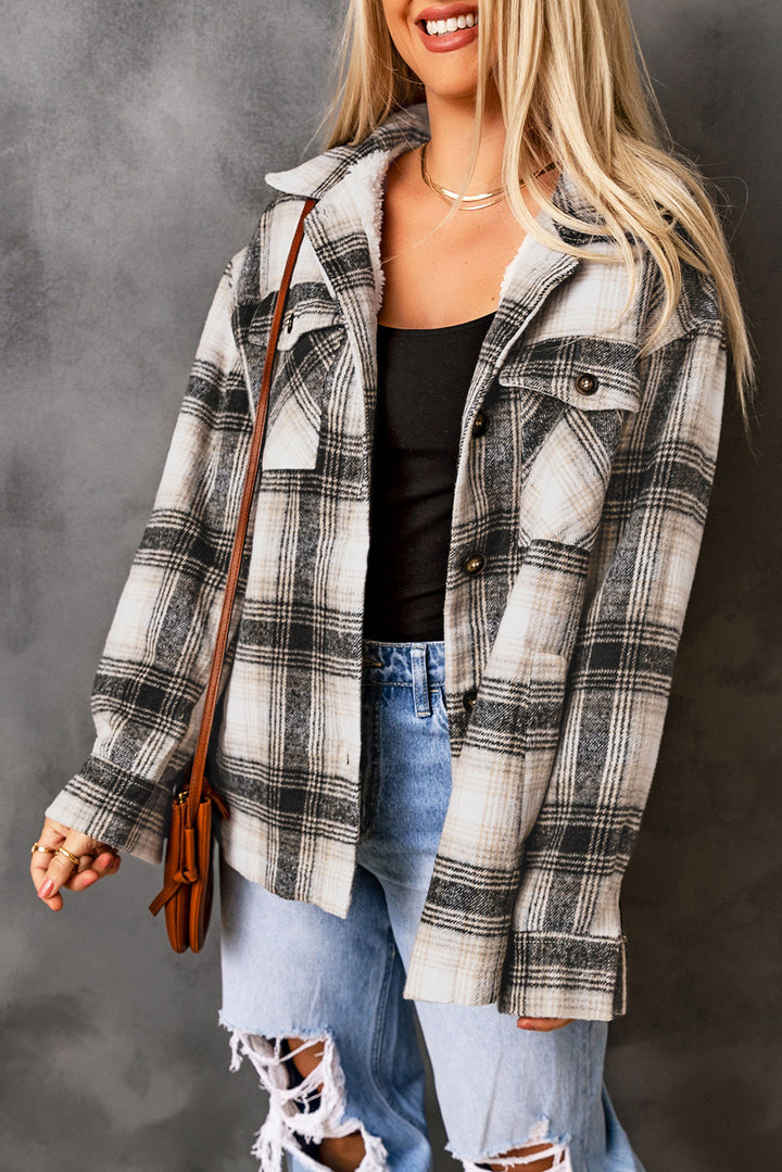 Vintage Plaid Fleece Lining Jacket-Lastshoppingexit