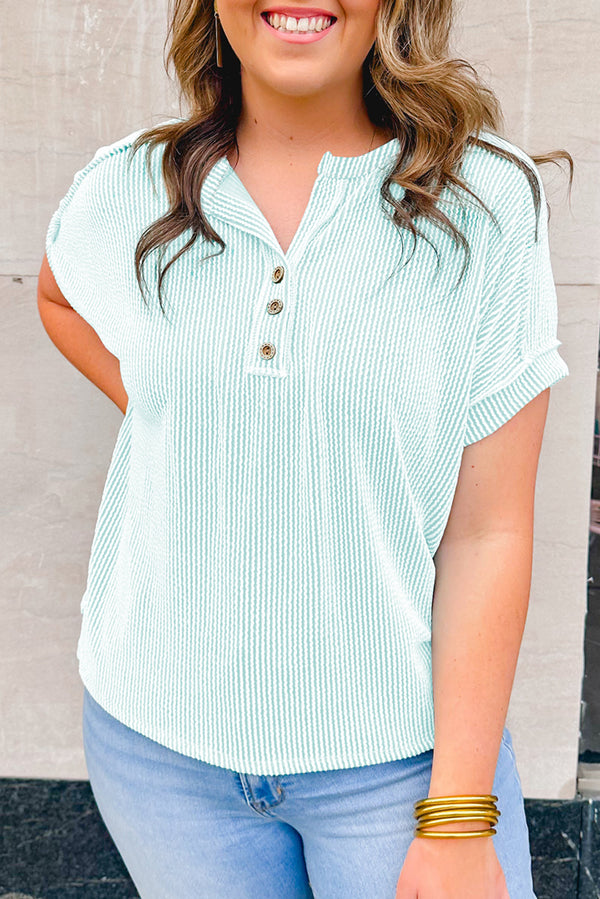 Plus Size Textured Henley T Shirt-Lastshoppingexit