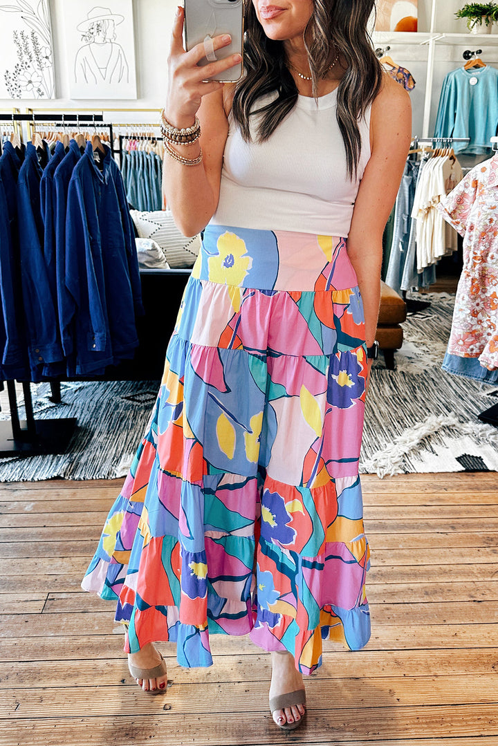 Printed Pocketed High Waist Maxi Skirt-Lastshoppingexit