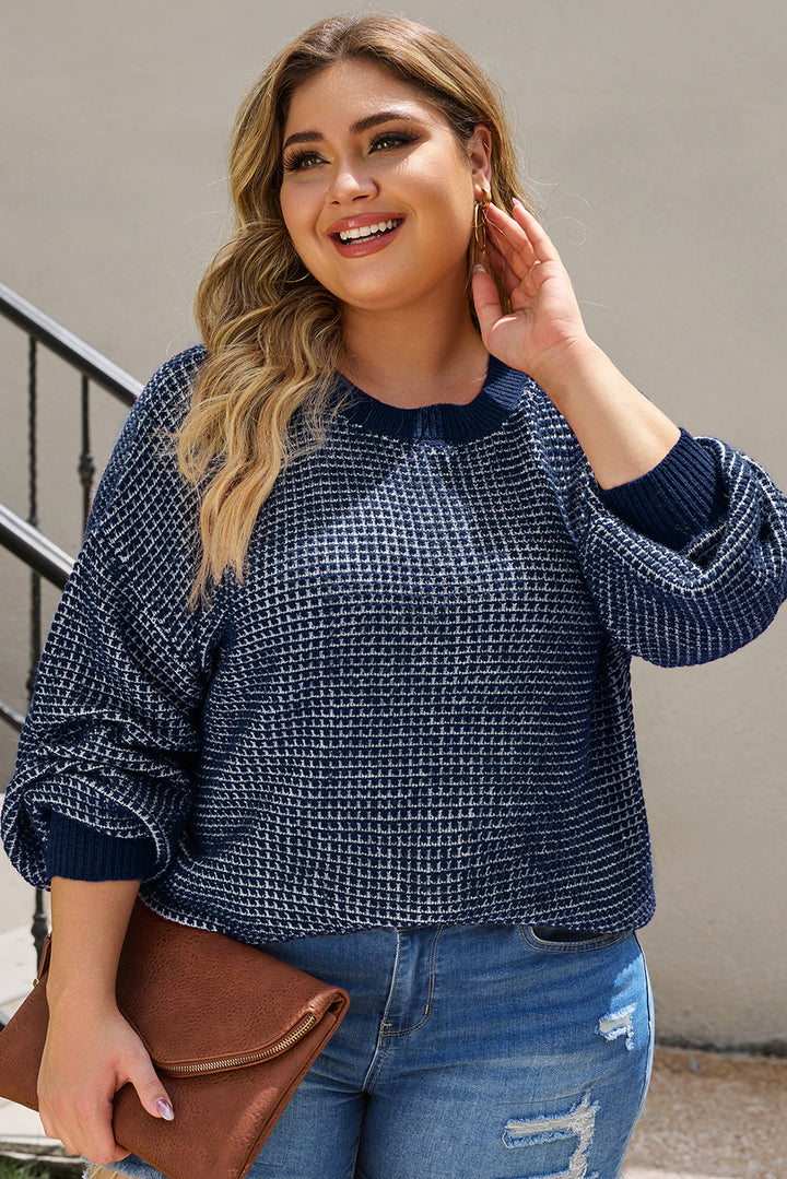 Heathered Knit Plus Size Drop Shoulder Sweater-Lastshoppingexit