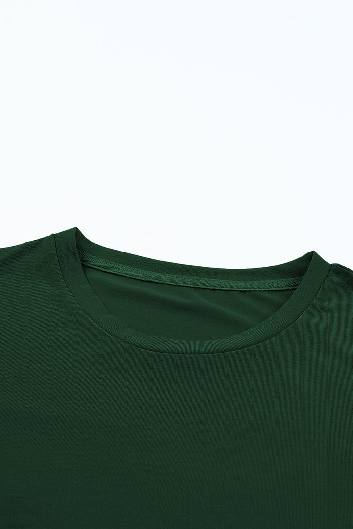 Casual Plain Crew Neck Tee-Lastshoppingexit