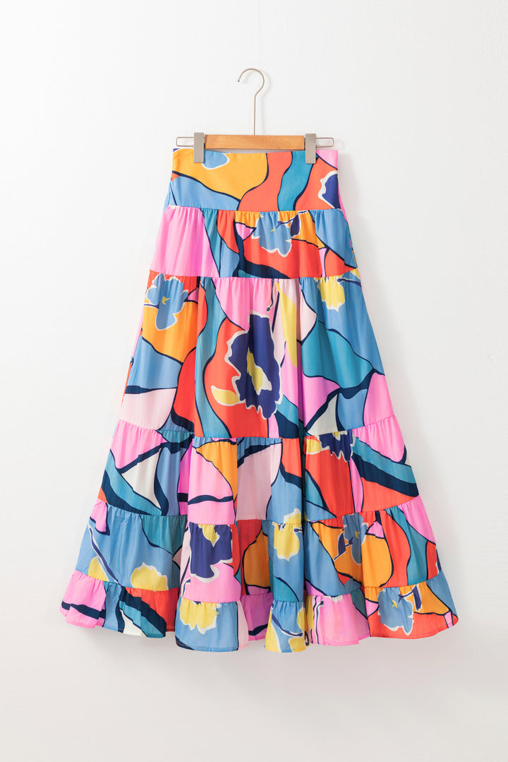 Printed Pocketed High Waist Maxi Skirt-Lastshoppingexit