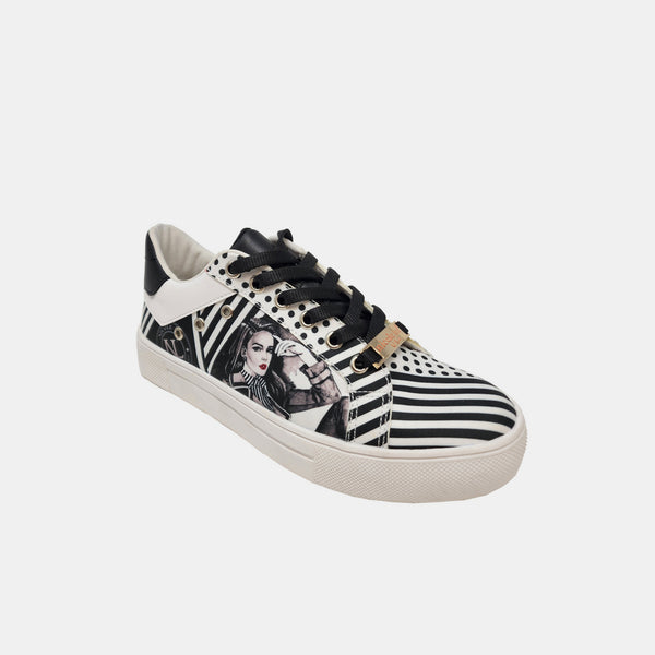 Nicole Lee USA Printed Vegan Leather Lace Up Sneaker-Lastshoppingexit