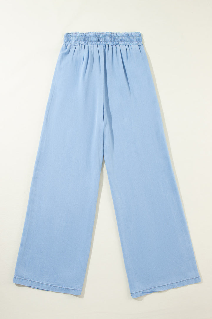 Myosotis Drawstring High Waist Wide Leg Denim Pants-Lastshoppingexit