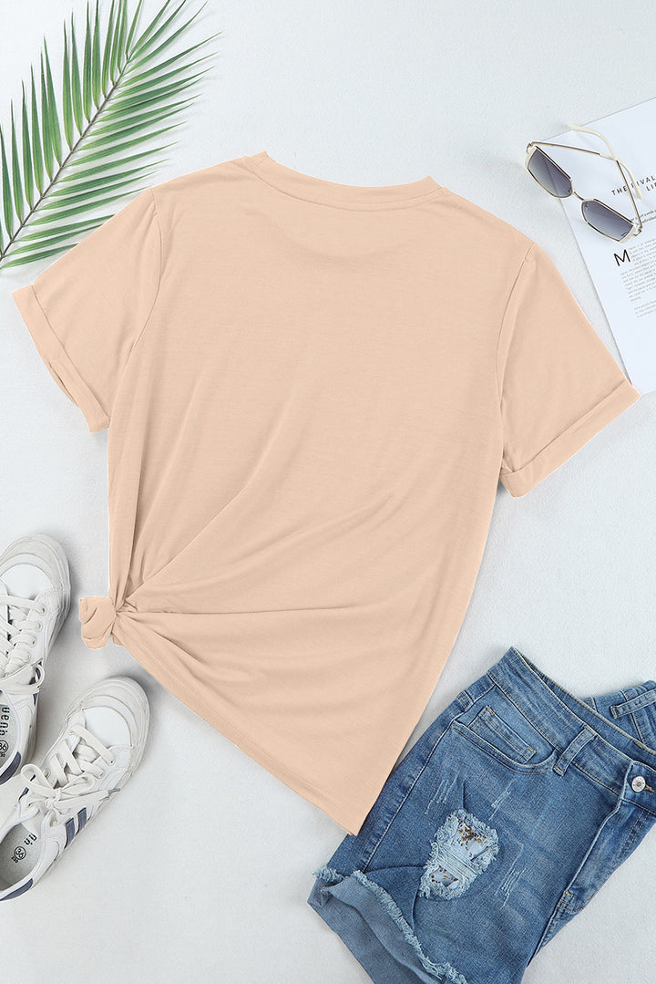 Casual Plain Crew Neck Tee-Lastshoppingexit