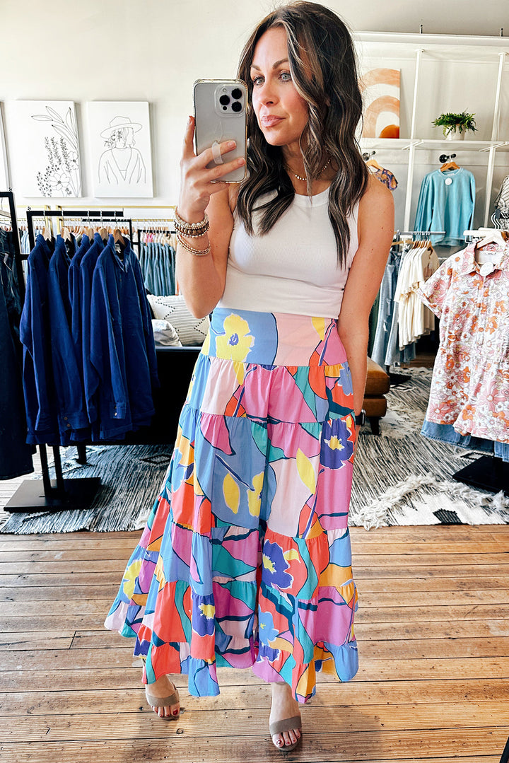 Printed Pocketed High Waist Maxi Skirt-Lastshoppingexit