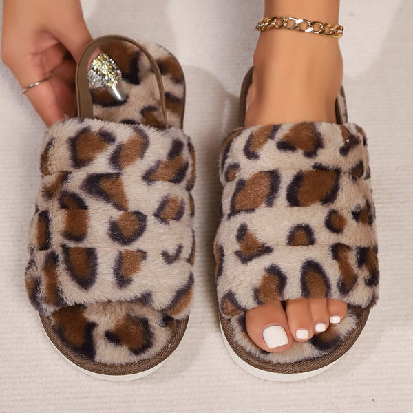 Leopard Open Toe Slippers-Lastshoppingexit