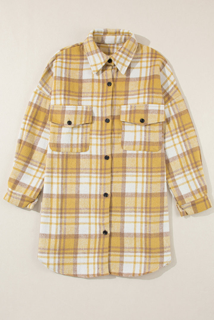 Plaid Flap Pocket Long Sleeve Shacket-Lastshoppingexit