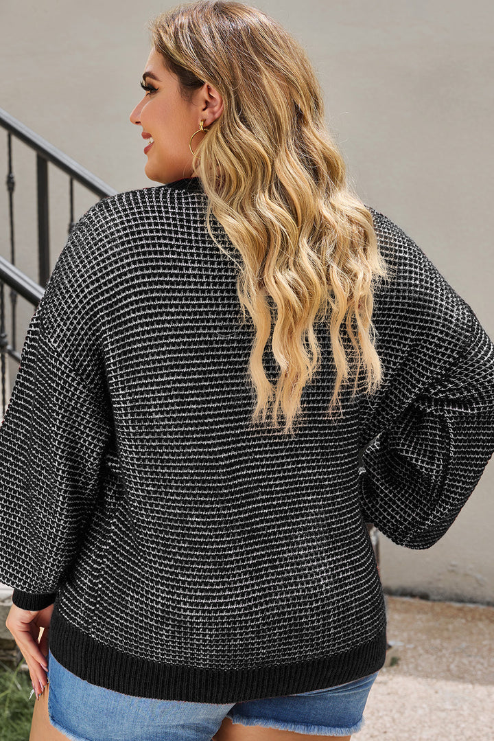 Heathered Knit Plus Size Drop Shoulder Sweater-Lastshoppingexit